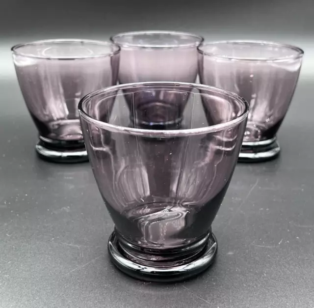 Vintage Anchor Hocking Iridescent Purple Mid Century Rocks Whiskey Glasses (4) 3