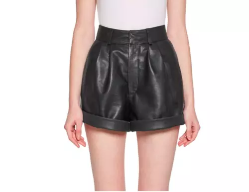 BLACK Real Lambskin Leather Fashionable Casual Comfy Wear Women's Leather Short