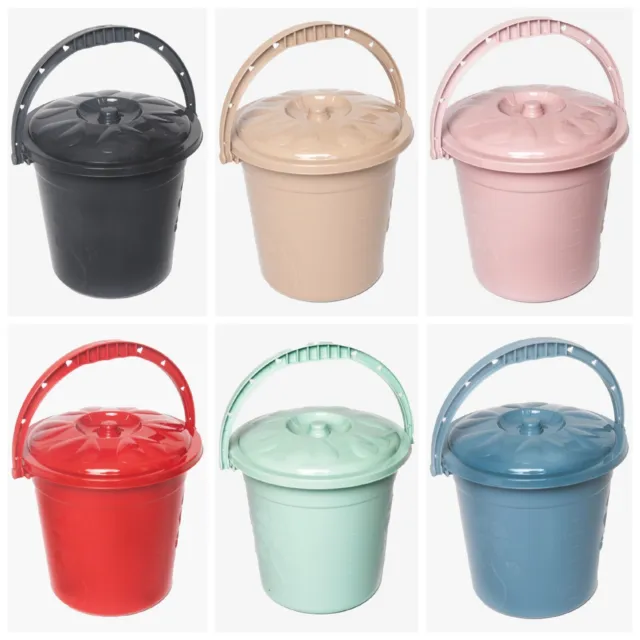 5L , 10L, 15L, 20L Plastic Bucket with Lid Carry Handle Water Pet Food Container