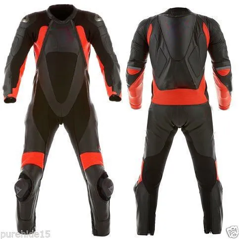 Mens Motorcycle 1PC Suit A Grade Leather Motorbike Rider Racing Armour Sports AB