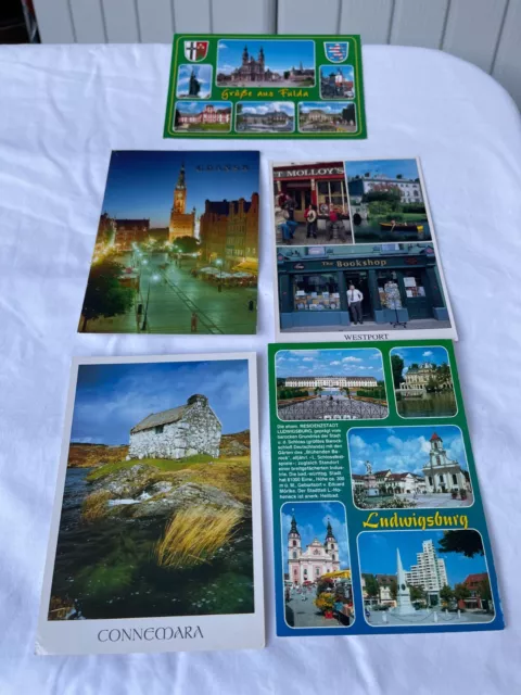 Lot de 5 cartes postales sur le theme pays étrangers