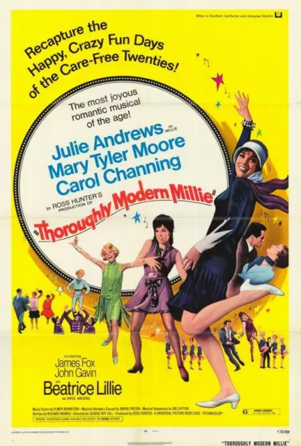 THOROUGHLY MODERN MILLIE Movie POSTER 27 x 40 Julie Andrews, James Fox, A1