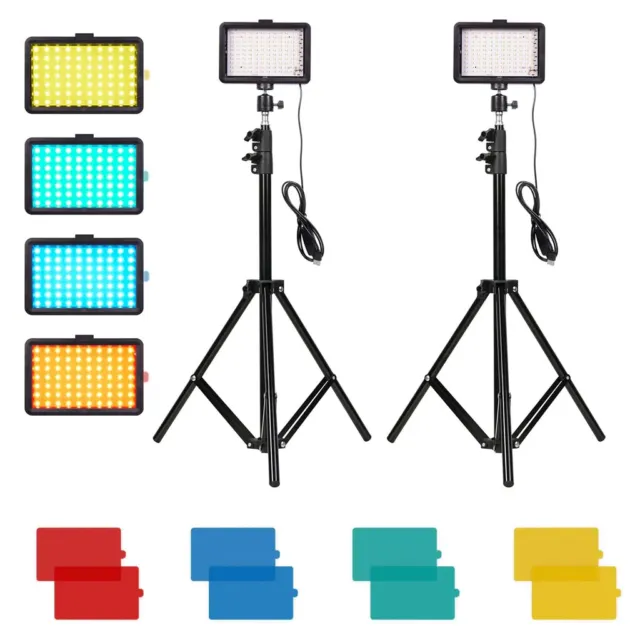 Kit de 2 paquetes de luz de video LED regulable 6500K luces fotográficas USB trípode ajustable