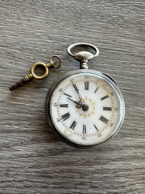 ANCIENNE MONTRE DE col gousset boitier argent massif femme EUR 45,00
