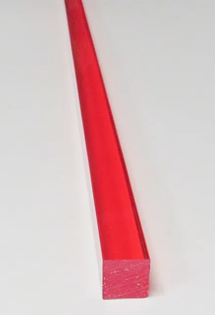 2 Pc 1/2” x 1/2" x 18” LONG SQUARE CLEAR RED ACRYLIC PLEXIGLASS TRANSLUCENT ROD