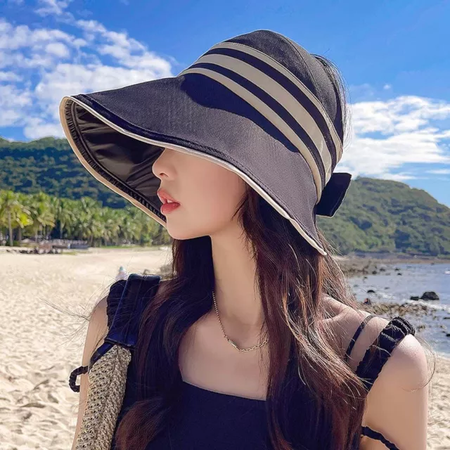 Women Summer Big Brim Sun Hat Outdoor Sports Beach Anti-UV Visor Caps Foldable.