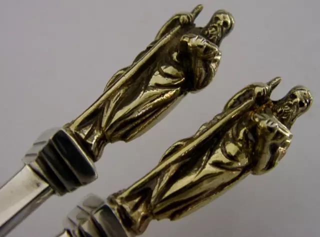 Large Victorian English Silver Plated Apostle Serving Spoons 1880 Antique