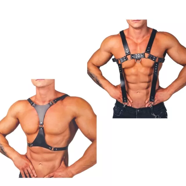 Mens Chest Harness Belt Leather Shoulder Body Strap Cosplay Costume Chest Strap