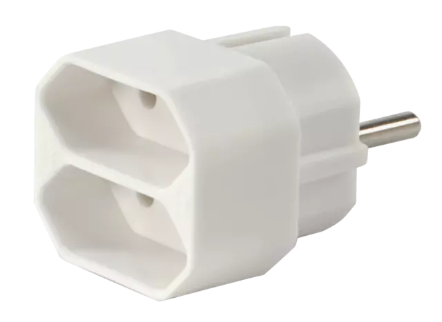 2-fach Eurostecker Eurobuchse Adapter Mehrfachstecker Zwischenstecker Steckdose