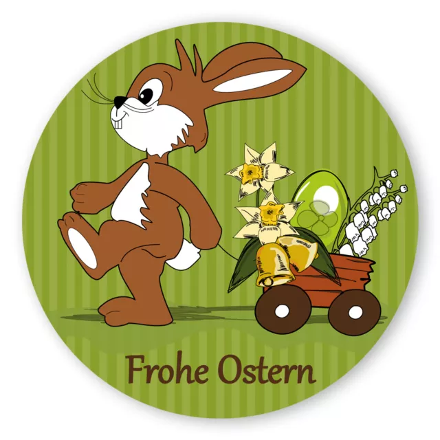 Oster-Aufkleber Sticker Frohe Ostern Osterhase rund Ø 30mm PE-Folie 100Stk