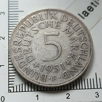 G09603 pièce de monnaie argent 5 mark 1951 F Allemagne