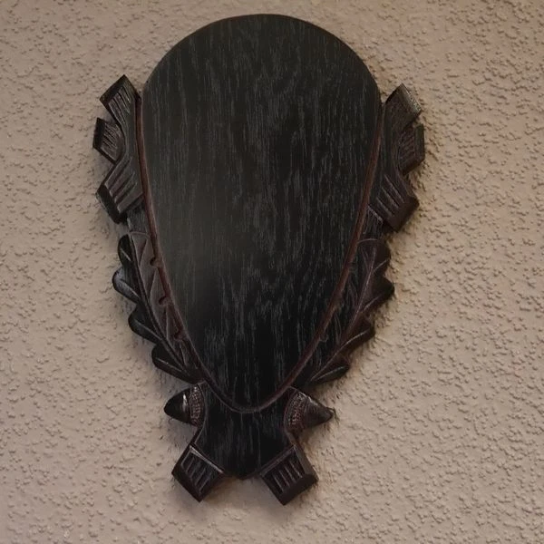 Escudo de Trofeo Tallado Gamo Ciervo Rojo Asta de Ciervo Af 25cm