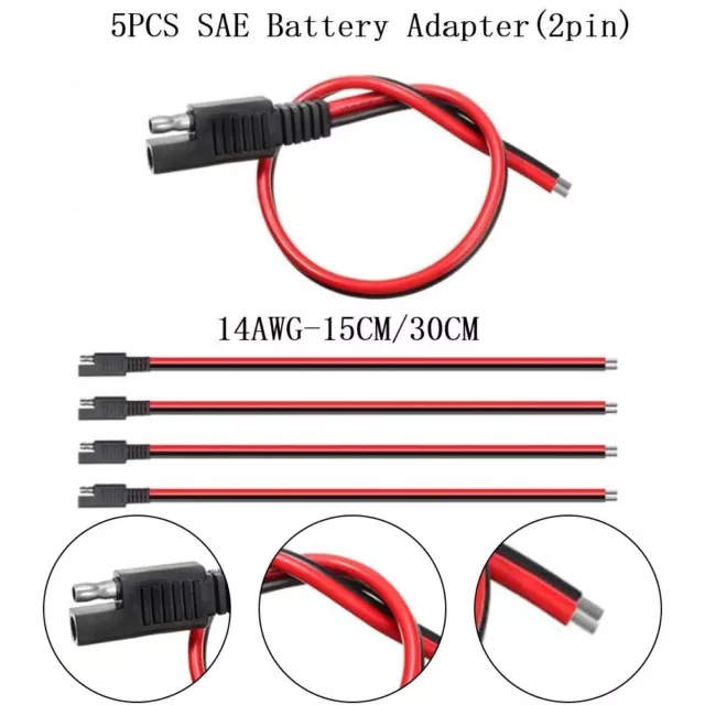 SAE Verlängerungskabel Solarpanel Adapter DIY Kabel 14AWG 15/30cm 5er Packung