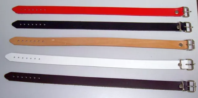 Lederriemen 2,0 x 40,0 in 6 Farben schwarz, rot, weiss, blau, braun, natur lwph