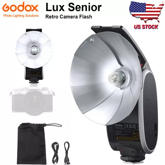 US Godox Lux Senior Retro Camera Flash Speedlite F Canon Nikon Sony Fuji Olympus