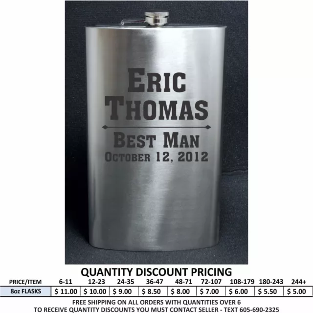 Personalized Stainless 8oz Flask Custom Engraved Wedding Party Groomsman Gifts