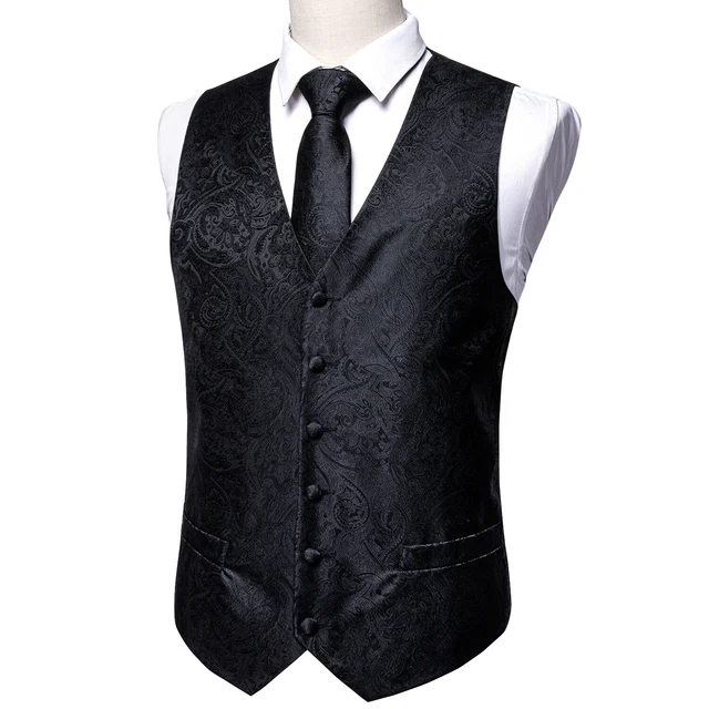 Gilet vintage gilet da uomo paisley floreale in seta jacquard set cravatta matrimonio 7
