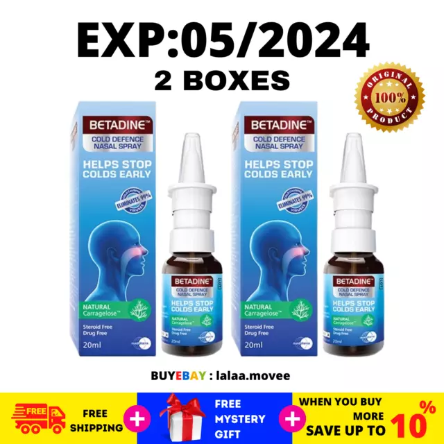 2 X Betadine Adulte Cold Defense Spray Nasal 20Ml Stop Rhume Precoce