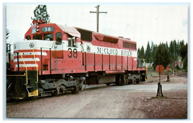 POSTCARD McCloud River Railroad Co 38 SD-38 California Train Red and White