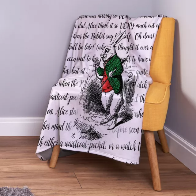 Coperta Alice nel Paese delle Meraviglie Bianco Coniglio Pile Morbido