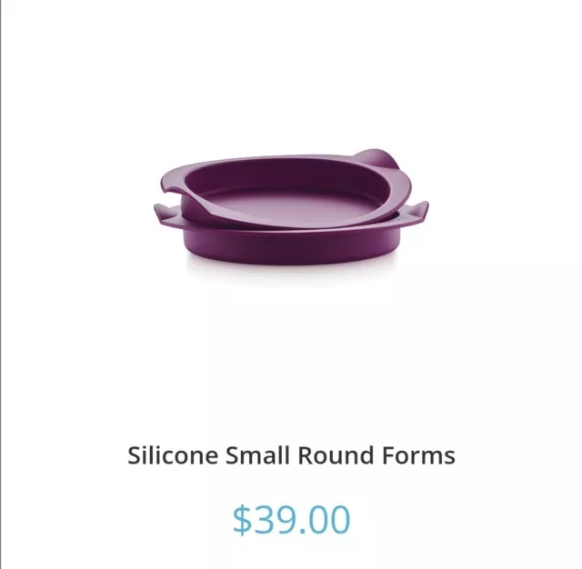 Tupperware Silicone Small Round Cake Baking Form Set of 2 Purple New