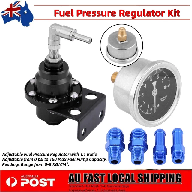 UNIVERSAL ADJUSTABLE 160PSI Fuel Pressure Regulator Oil Gauge 1:1 Ratio ...