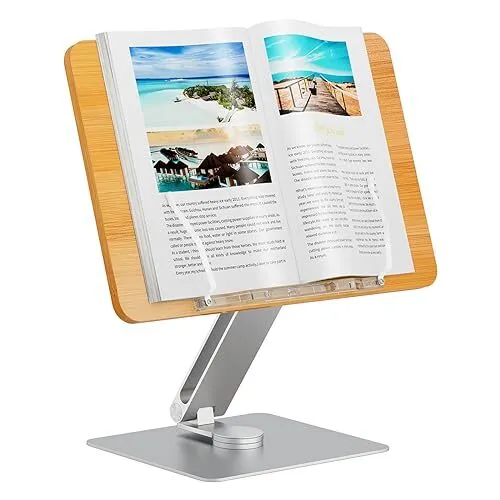 360° Rotatable Book Stand, Foldable Book Holder, Adjustable Book Display,