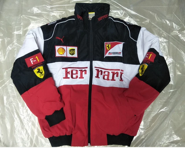 Uomo FERRARI Ricamo GIACCA ESCLUSIVA Suit F1 Team Racing Coat Giacca Sport Zip