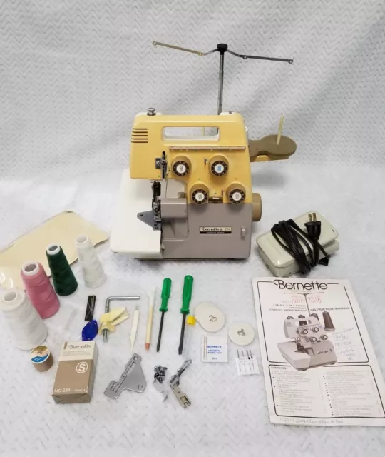 TESTED Bernette 234 Bernina Overlock Sewing Machine Accessories NEEDS BULB VIDEO