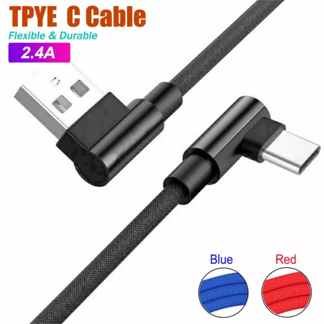 Braided 90° Degree Angle USB C Type C Fast Data Snyc Charger Charging Cable