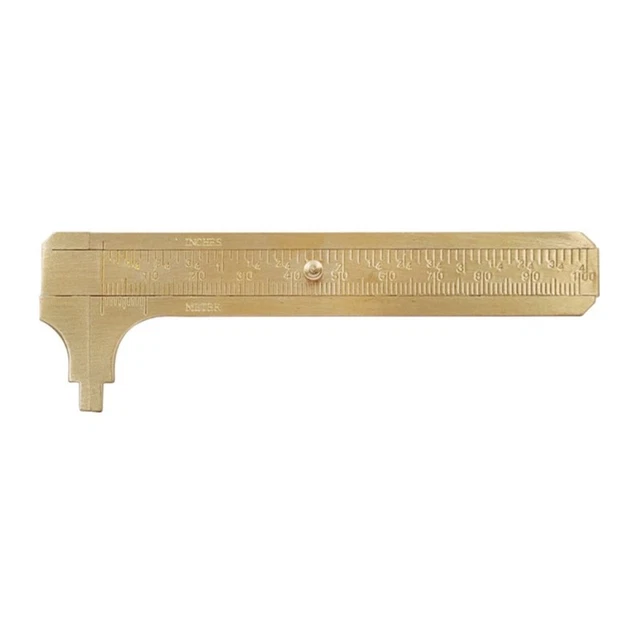 Viner Ruler BRASS RULER DOUBLE Scale Measuring Ruler Portable Vernier Caliper 100mm ...
