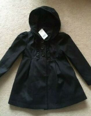 Tesco Girls Black lightweight coat with hood, age 4-5 years, brand new, RRP £14