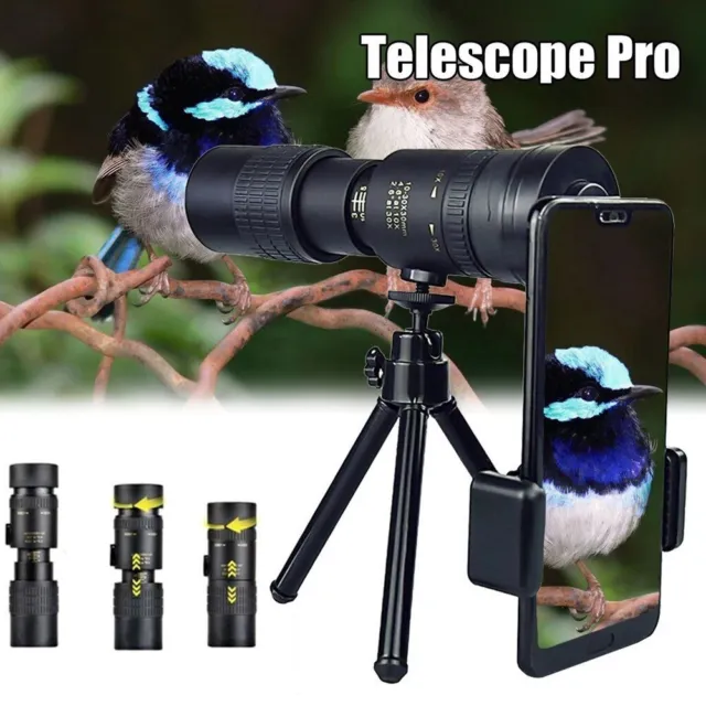 4K 10-300x40mm Super Telephoto Zoom Monocular Telescope Portable HD Night Vision
