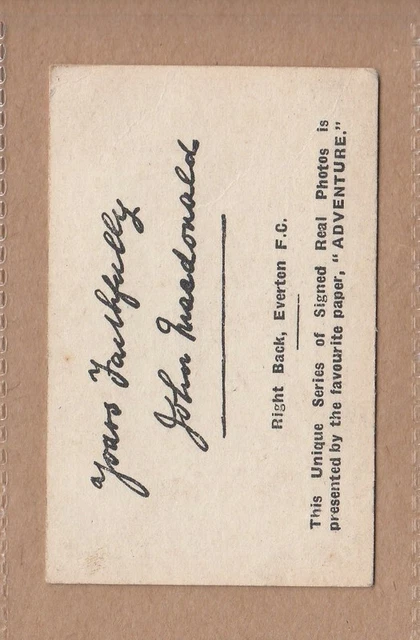 1922 DC Thomson Fußballer signierte echte Fotos - John McDonald, Everton 2