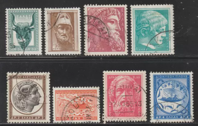 Greece 1955 SC# 574 - 581 - Eight different stamps - Used Lot # 44