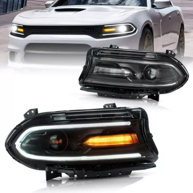 VLAND Dual Beam Projektor Scheinwerfer für Dodge Charger 2015-UP Headlights Paar