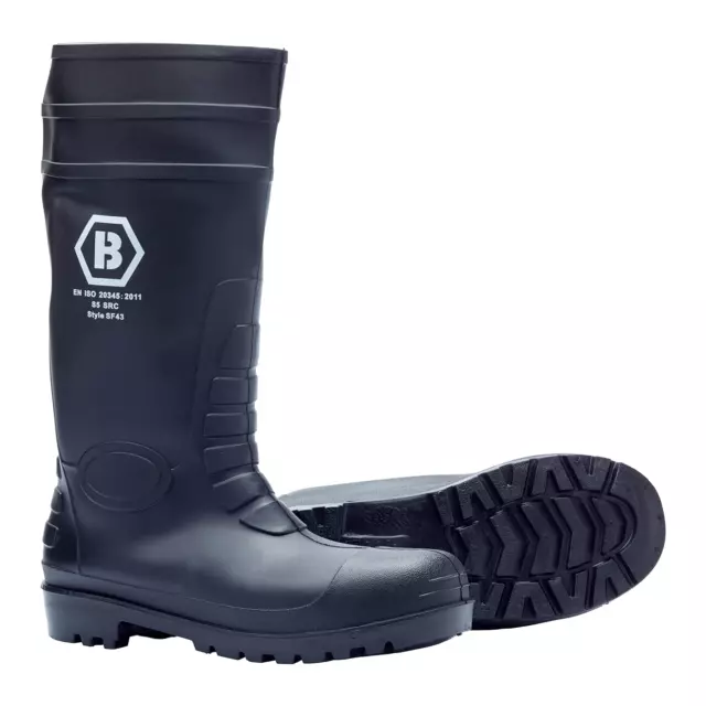 BLACKROCK BLACK STEEL Toe Cap Wellington Boots for Men with Protective ...