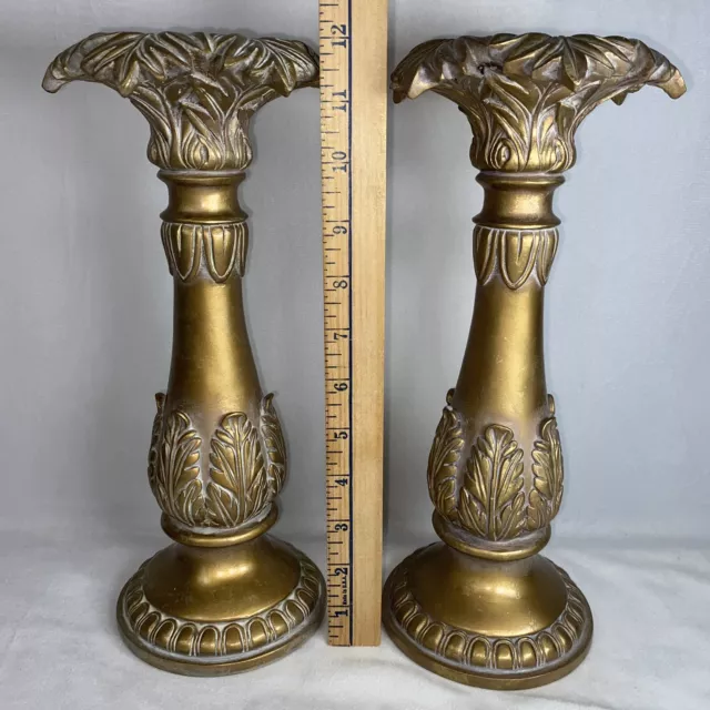 VTG PAIR Of Decorative French Styled Tabletop Candle Holders Resin Lovely Chic!