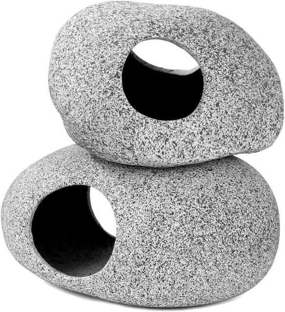 2 Pieces Stackable Aquarium Decoration Rock Caves, Hideaway for Shrimp Cichlid H