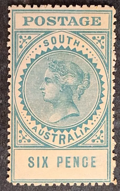 1910 South Australia 6d Blue Green Long THICK POSTAGE Stamp P12.5 WMK Crn/A Mint