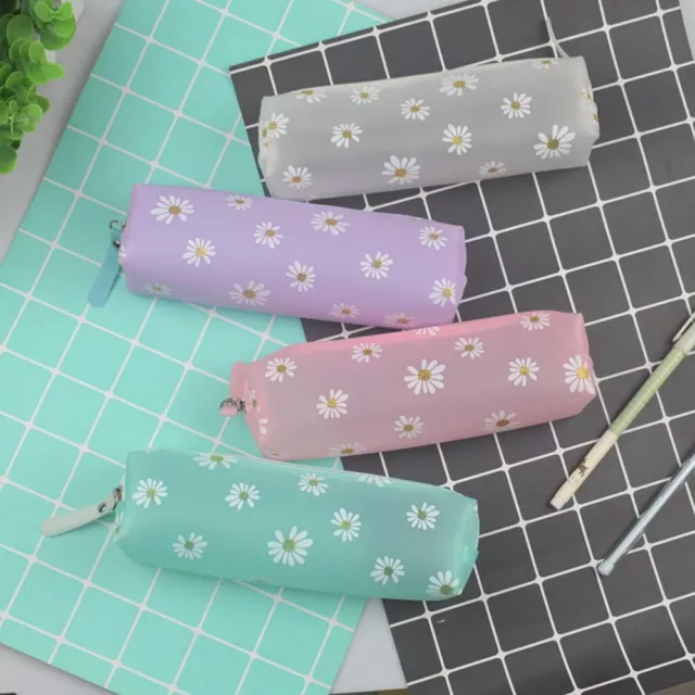 Flower Daisy Pen Case Kawaii Pencil Box Gift Transparent Pencil Case