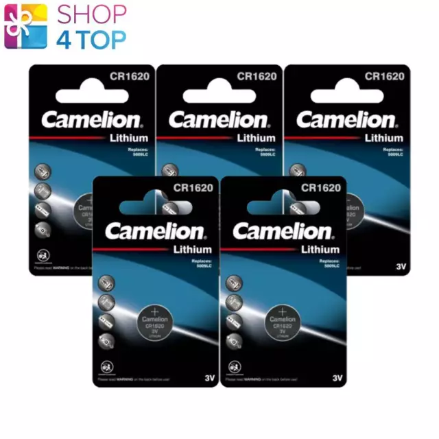 5 Camelion CR1620 Batteries Lithium 3V Coin Cell DL1620 BR1620 1BL Exp 2028 Neuf