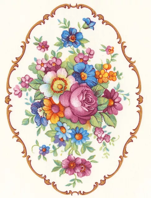Calcomanías de vidrio tobogán de flores ovaladas de oro rosa Pompadour de 3"" X 2