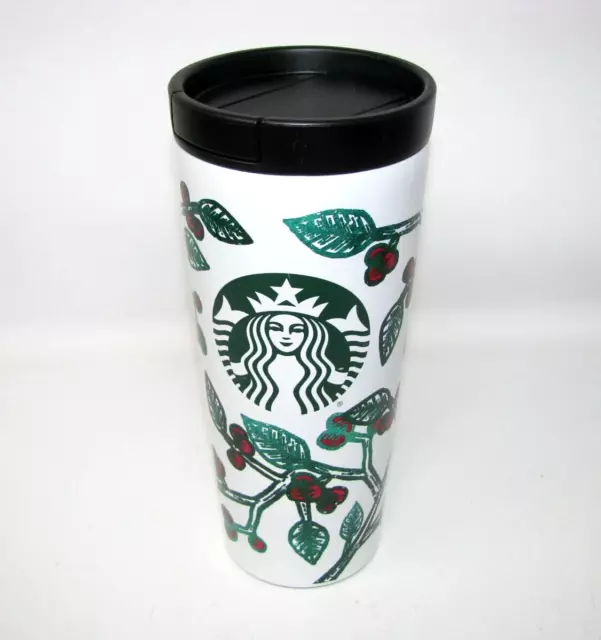 Starbucks Grande Travel Mug Coffee Tea Refill Tumbler Holiday Holly 2017 16 oz