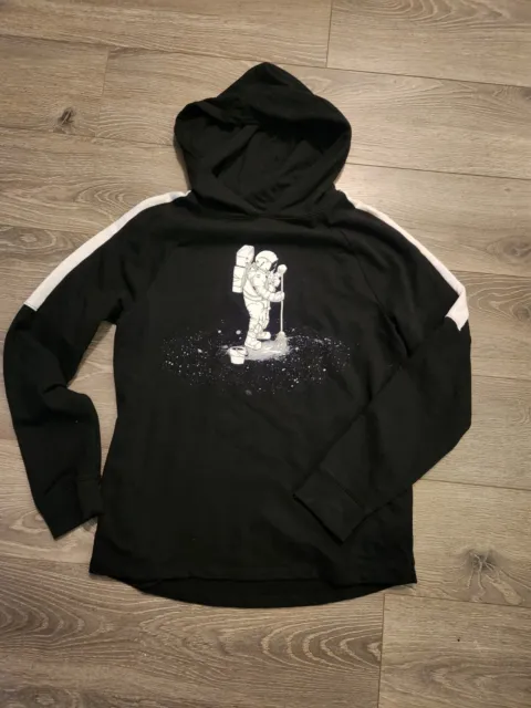 Cat and Jack black Hoodie XL 16 spaceman Astronaut janitor EUC funny space 