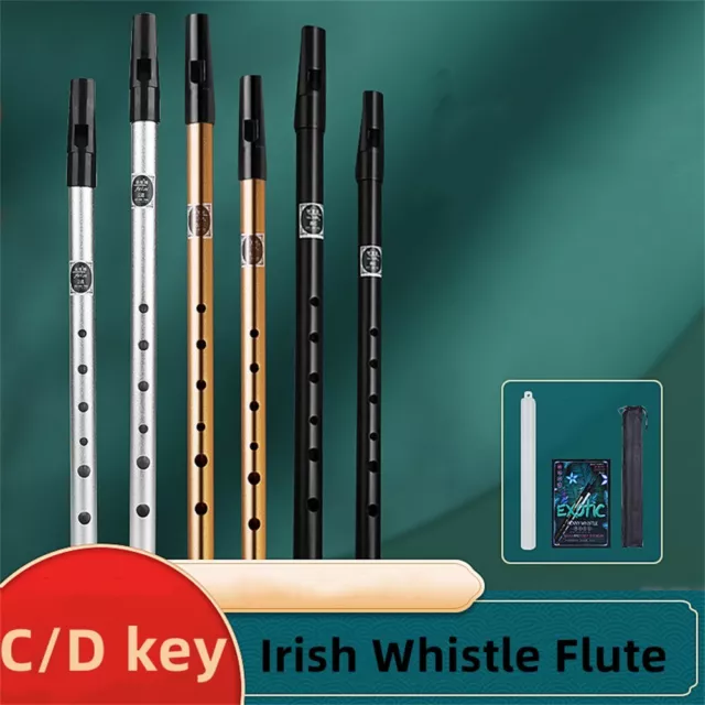 Autentico strumento fischietto irlandese flauto di latta penny in chiave C/D 6 f