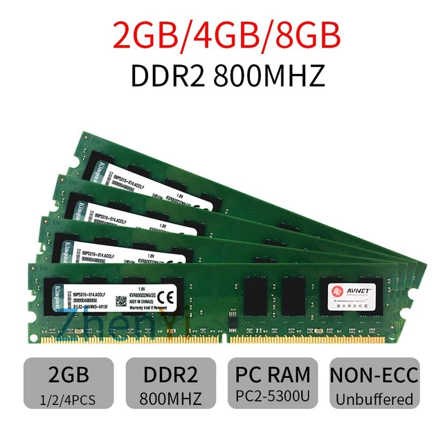 10 Pzs 2gb 800mhz Ddr2 Kingston Pc2-6400 Kvr800d2n6/2g | Envío Gratis