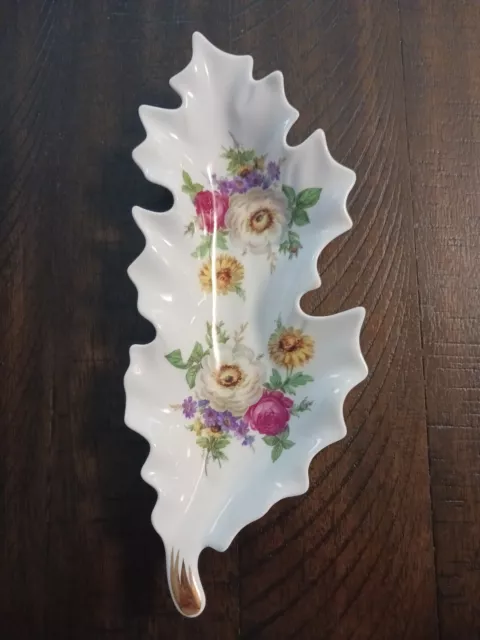 Old Nuremberg Bavaria Germany Porcelain Leaf Candy Dish Floral Plate