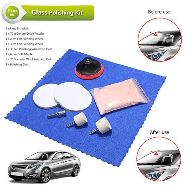Kit Polissage Vitres à L’oxyde De Cérium - Pour Rayures Pare-brise, Fenêtres Voiture Et Verres