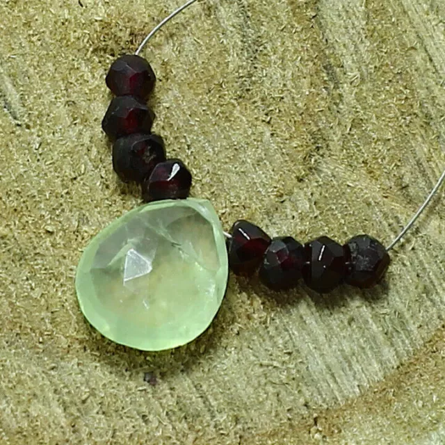 Prehnite Faceted Pear Garnet Beads Briolette Natural Loose Gemstone Jewelry